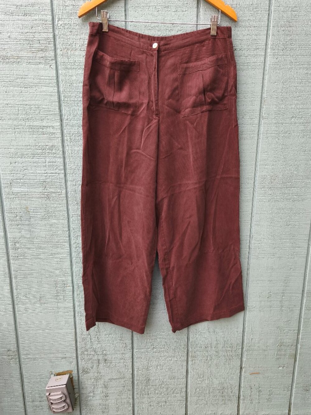 Soft Surroundings 100% Tencel Wide Leg High Waist Pants sz M/L Brown Earthy Beac